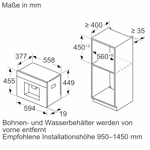 NEFF CL4TT11N0, N90, Einbau-Kaffeevollautomat, 6.8 Zoll Full Touch TFT-Farb- und Grafikdisplay