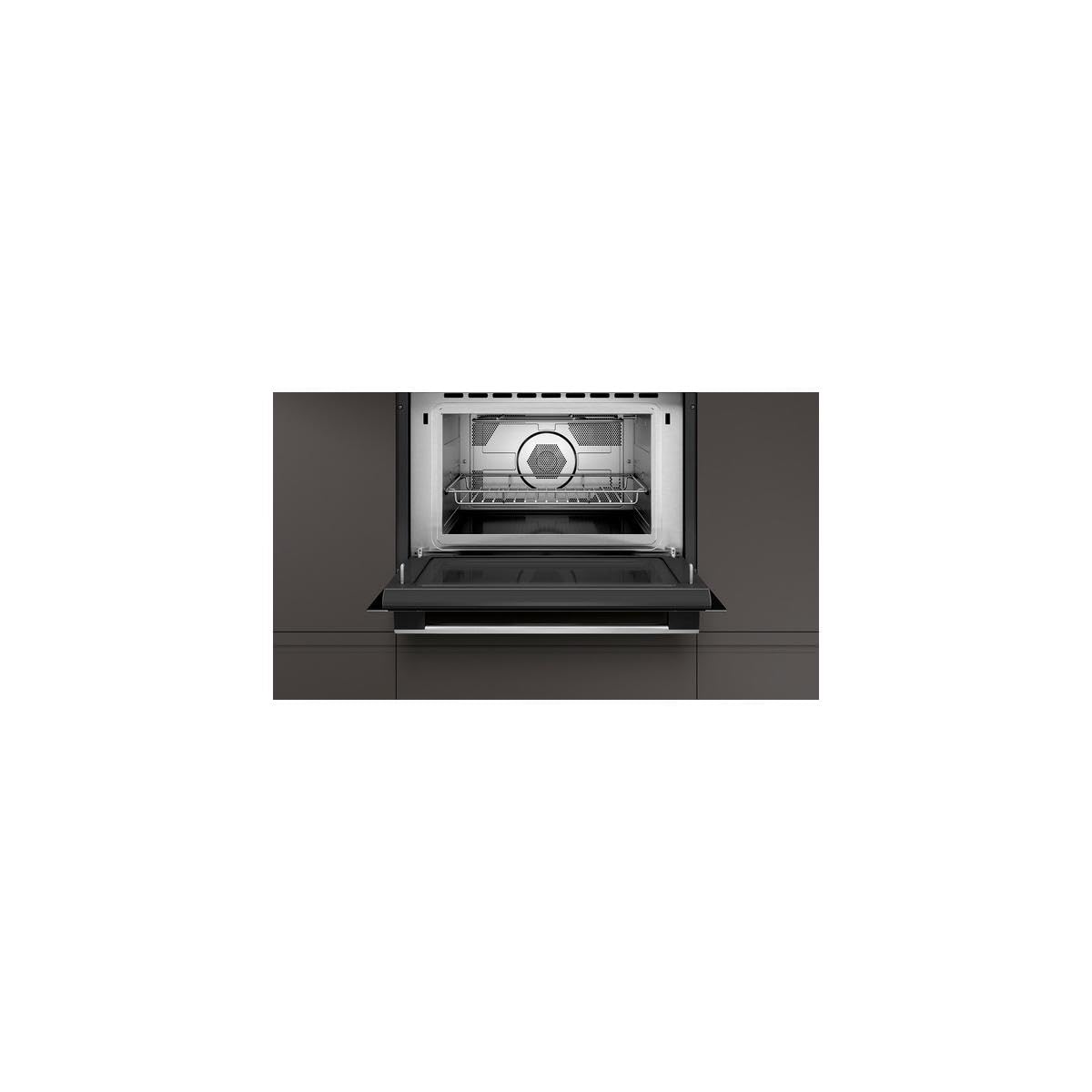 NEFF C1CMG84N0, N 50, Einbau Mikrowelle mit Heißluft, 45,4 x 59,4 x 57,0 cm (H x B x T), 44 l, Grill, 15 Automatikprogramme, Easy Clean, Edelstahl