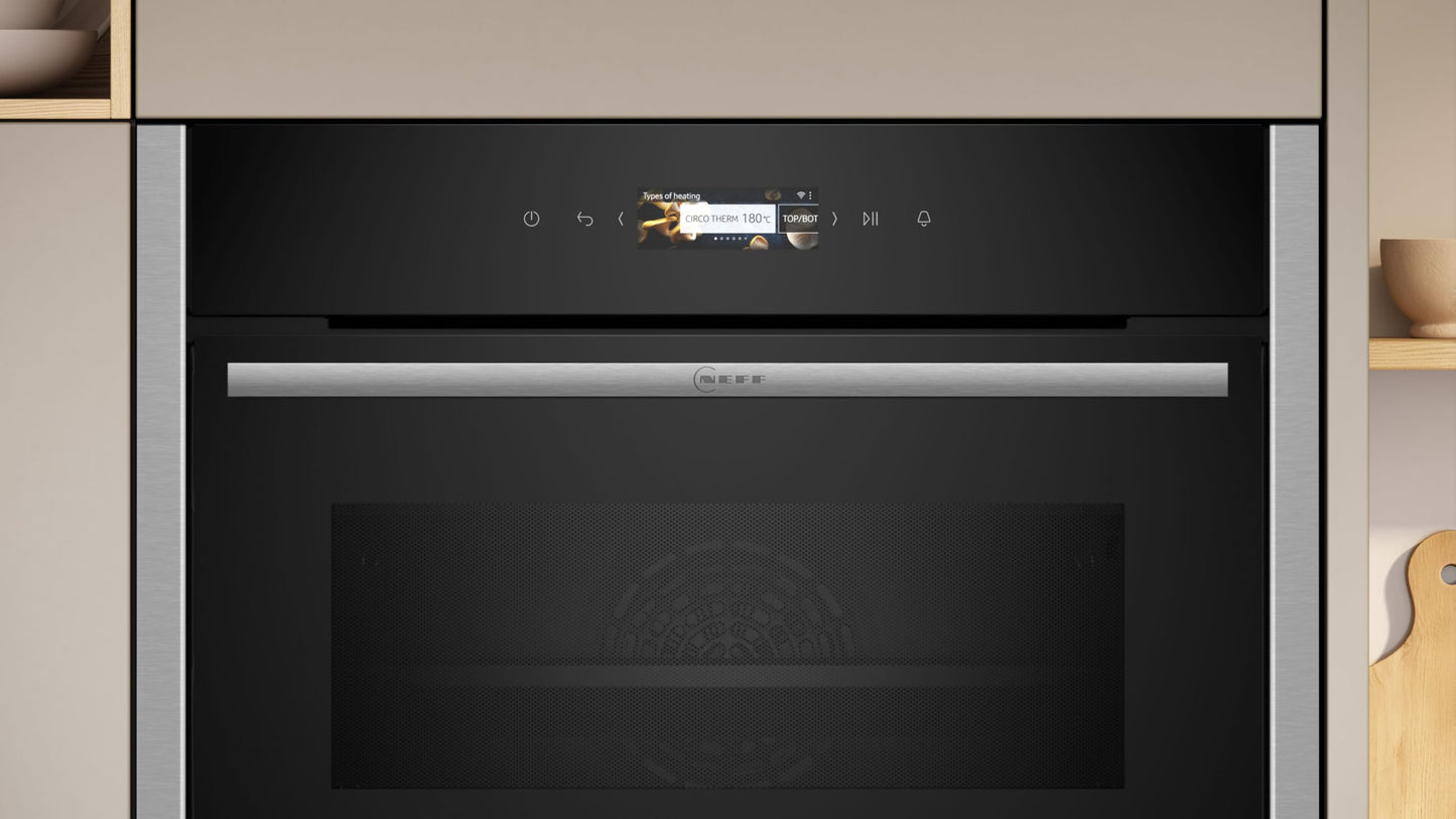 NEFF C24MR21N0, N70, Compact-Backofen mit Mikrowelle, Made in Germany, Full Touch TFT-Display, Inverter-Technologie, Soft Open and Close, Favorit-Funktion, Home Connect, 60 x 45cm, Edelstahl