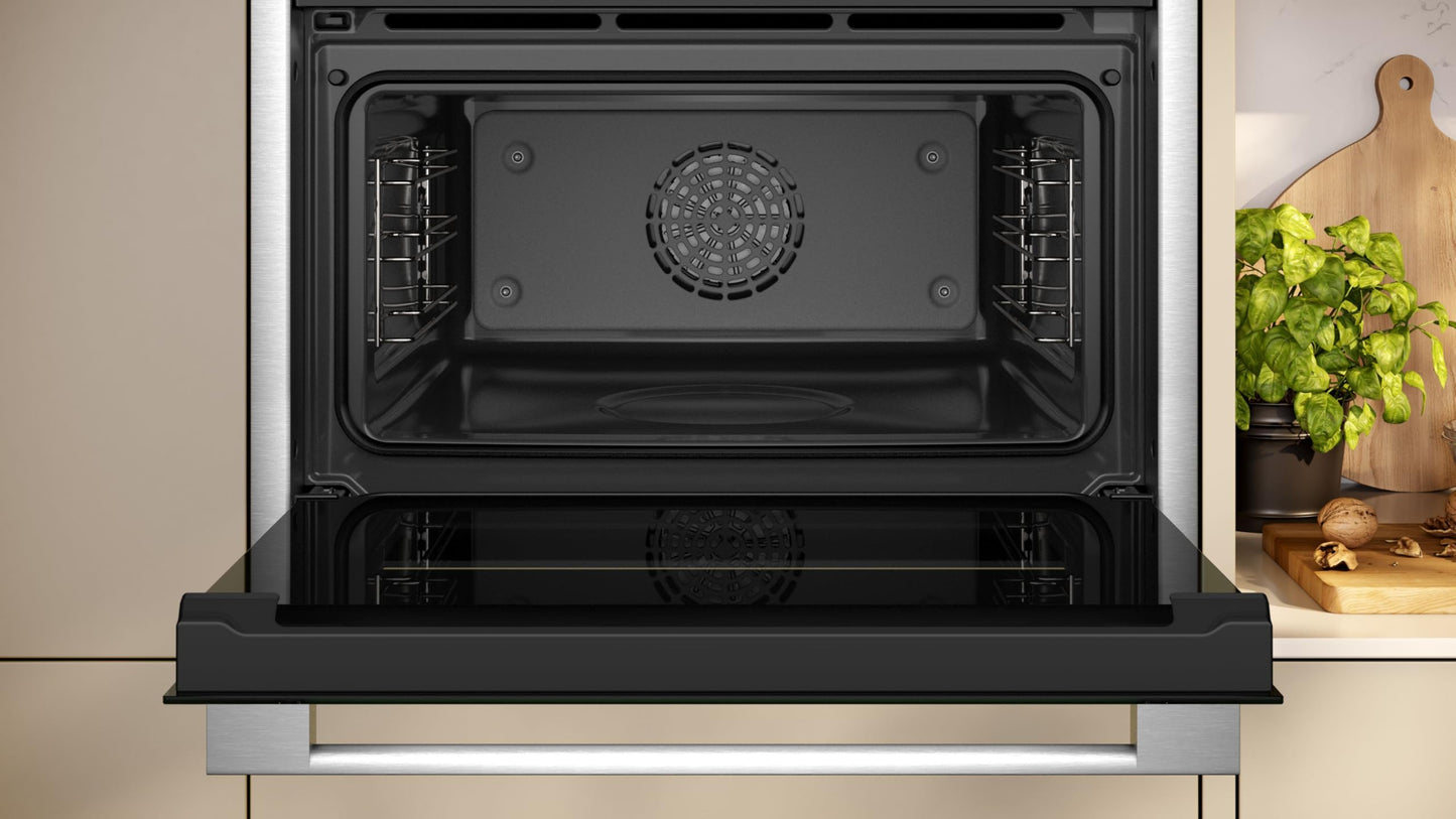 NEFF C24FS31N0, N90, Compact-Dampfbackofen integrierbar, Made in Germany, Full Touch TFT-Display, Dämpfen bis 120°C, Air Fry via Home Connect App, Soft Open and Close, 60 x 45cm, Edelstahl