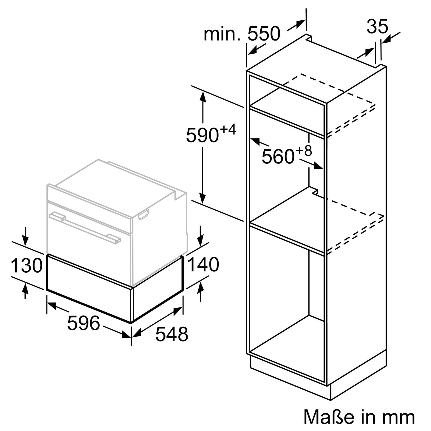 NEFF N24ZA11N1, N70, Zubehörschublade, 60 x 14 cm, Grifflos, 140 mm hoch
