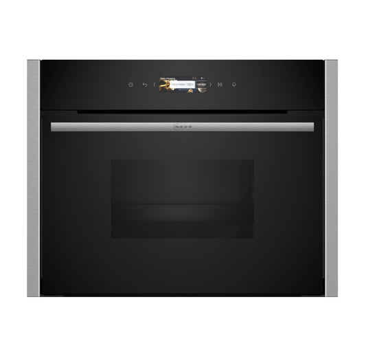 NEFF C24MR21N0, N70, Compact-Backofen mit Mikrowelle, Made in Germany, Full Touch TFT-Display, Inverter-Technologie, Soft Open and Close, Favorit-Funktion, Home Connect, 60 x 45cm, Edelstahl