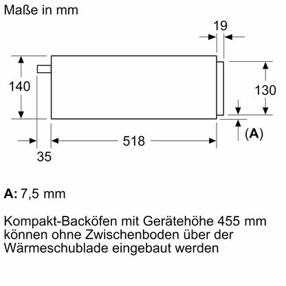 NEFF N24HA11N1, N70, Wärmeschublade, 60 x 14 cm, Edelstahl, Grifflos, 140 mm hoch
