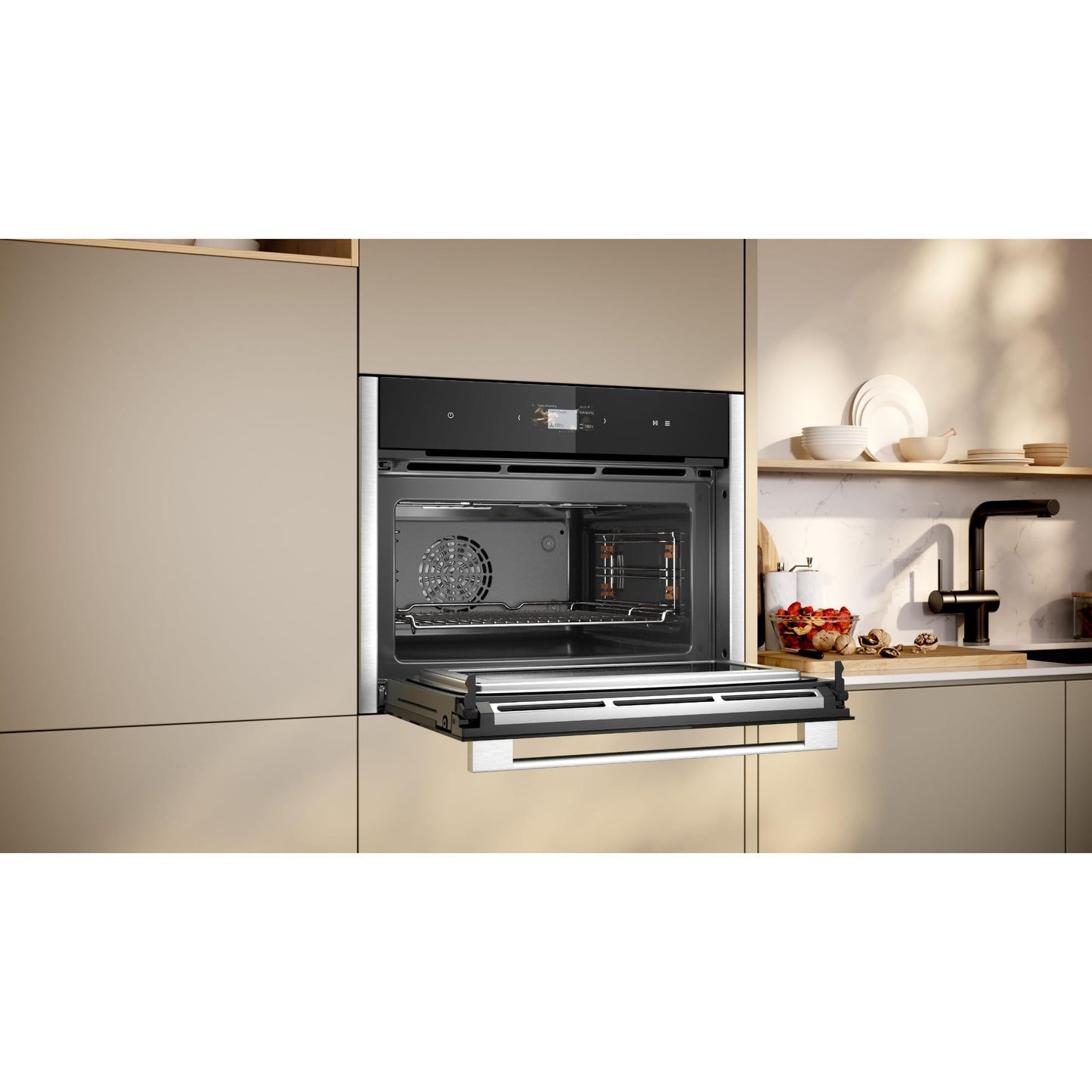 NEFF C24MS31N0, N90, Compact-Backofen mit Mikrowelle, Made in Germany, Full Touch TFT-Display, Inverter-Technologie, Soft Open and Close, Automatikprogramme, Home Connect, 60 x 45cm, Edelstahl