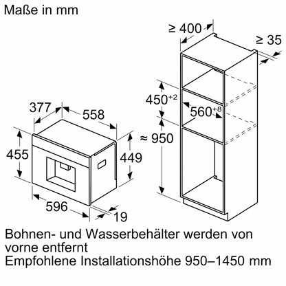 NEFF CL4TT11N0, N90, Einbau-Kaffeevollautomat, 6.8 Zoll Full Touch TFT-Farb- und Grafikdisplay