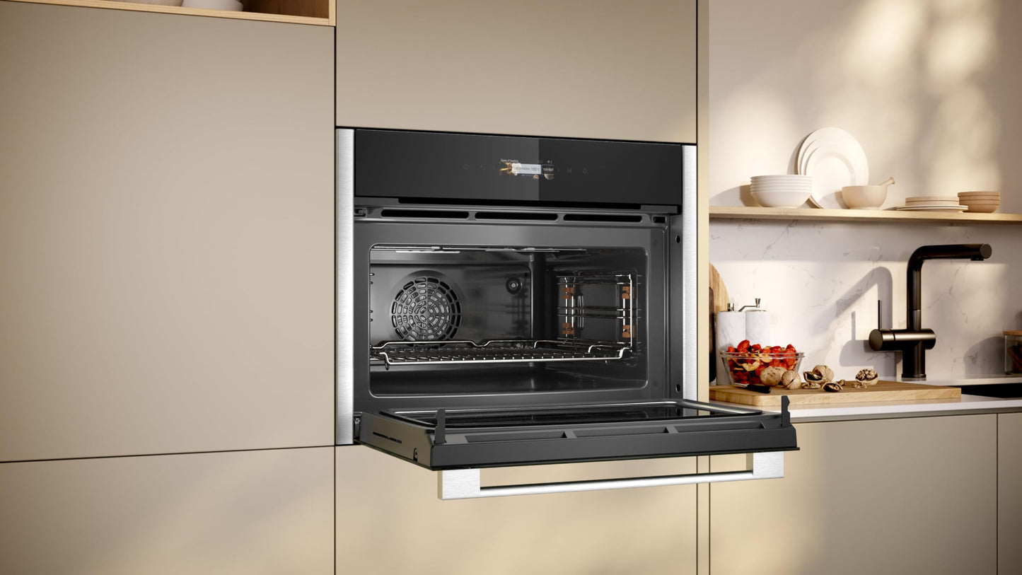 NEFF C24MR21N0, N70, Compact-Backofen mit Mikrowelle, Made in Germany, Full Touch TFT-Display, Inverter-Technologie, Soft Open and Close, Favorit-Funktion, Home Connect, 60 x 45cm, Edelstahl