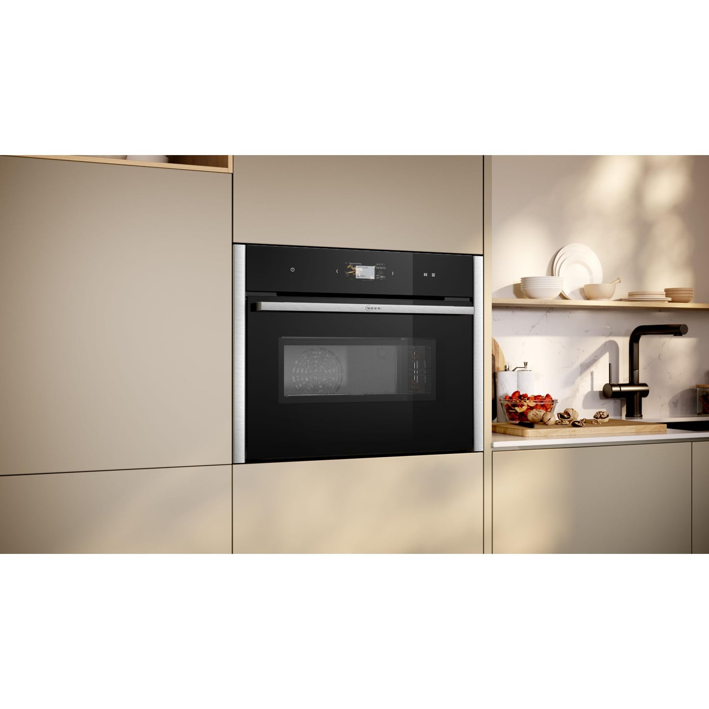 NEFF C24MS31N0, N90, Compact-Backofen mit Mikrowelle, Made in Germany, Full Touch TFT-Display, Inverter-Technologie, Soft Open and Close, Automatikprogramme, Home Connect, 60 x 45cm, Edelstahl